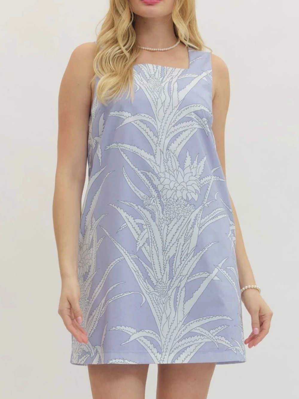 Entro Floral Shift Dress Size Large NWT Periwinkle Blue Lavendar 100% Cotton